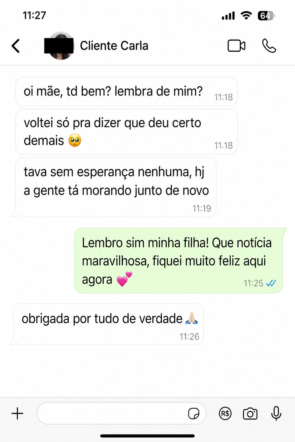Print de conversa real no WhatsApp 5